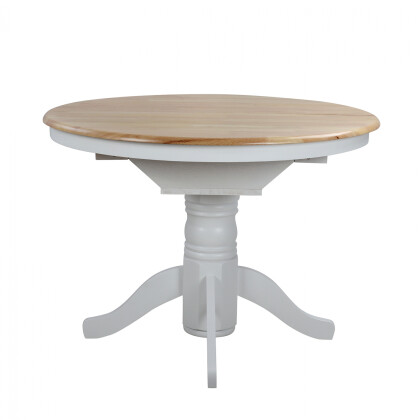 Τραπέζι Φαγητού Ροτόντα Ανοιγόμενη | Ξύλο Μασίφ Λευκό - Φυσικό Φ106 (+40)x75cm