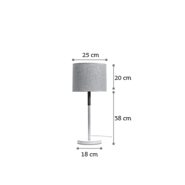 InLight Επιτραπέζιο φωτιστικό από λευκό μέταλλο και υφασμάτινο καπέλο 1XE27 D:58cm (3453-WH)