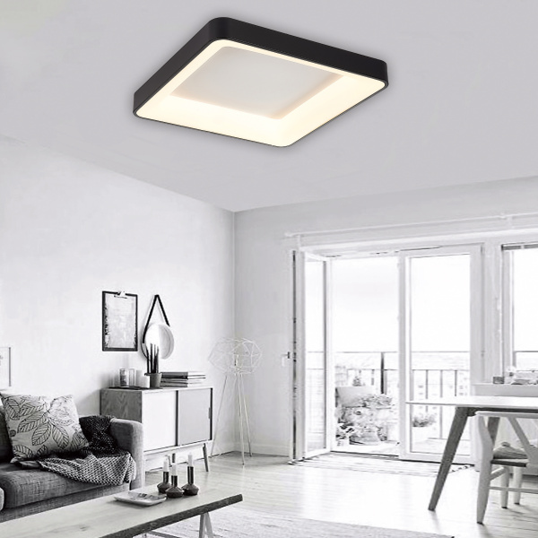 InLight Πλαφονιέρα οροφής LED 58W 4000K από μαύρο μέταλλο και ακρυλικό D:56cm (42173-Α)