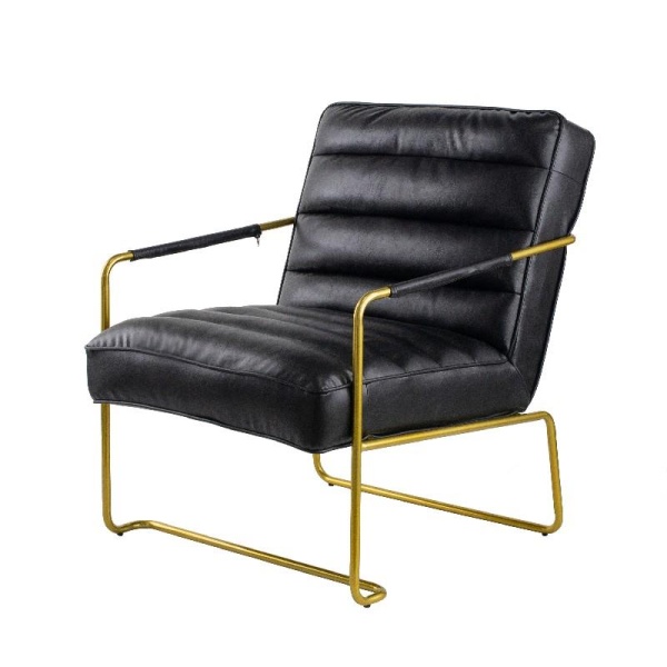 Artekko Armchair Πολυθρόνα με Τεχνόδερμα Μαύρο/Χρυσό
