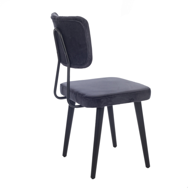 Artekko Platin Καρέκλα με Ξύλινο/Μεταλλικό Μαύρο Σκελετό και Ανθρακί Βελούδο (44x55x92)cm