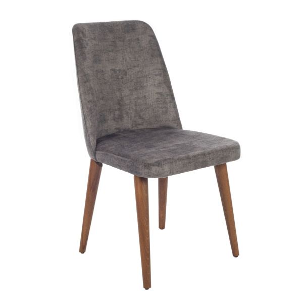 Artekko Milano Καρέκλα με Ξύλινο Καφέ Σκελετό και Γκρι/Ανθρακί Βελούδο (48x60x90)cm