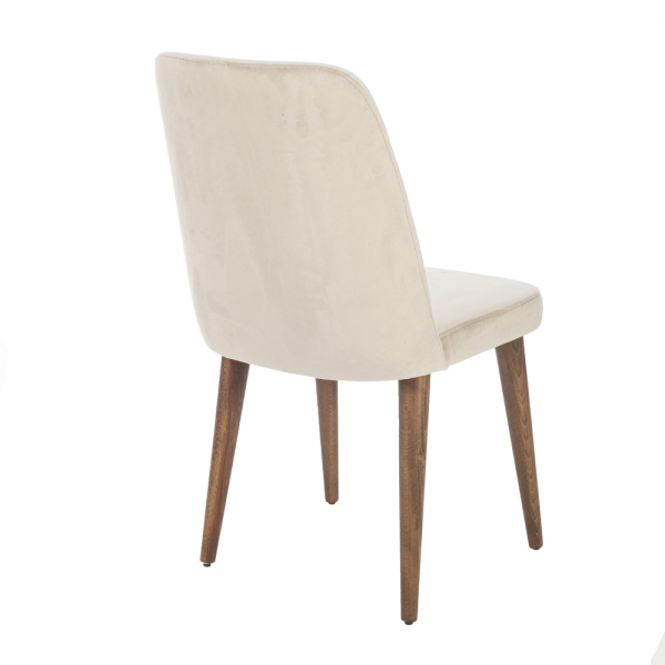 Artekko Milano Καρέκλα με Ξύλινο Καφέ Σκελετό και Μπεζ Βελούδο (48x60x92)cm