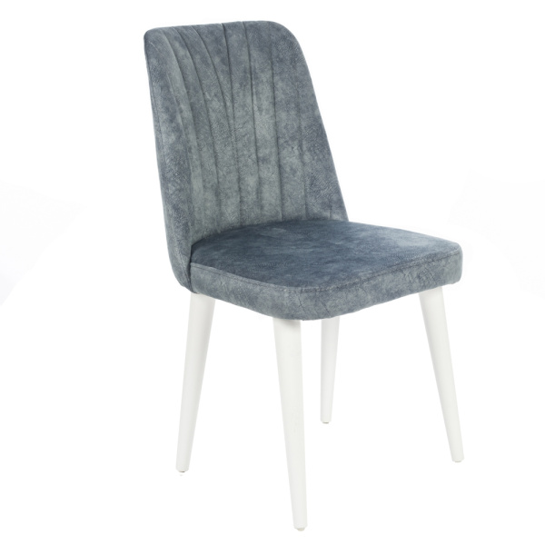 Artekko Milano Plus Καρέκλα με Ξύλινο Λευκό Σκελετό και Γκρι Βελούδο (48x60x92)cm
