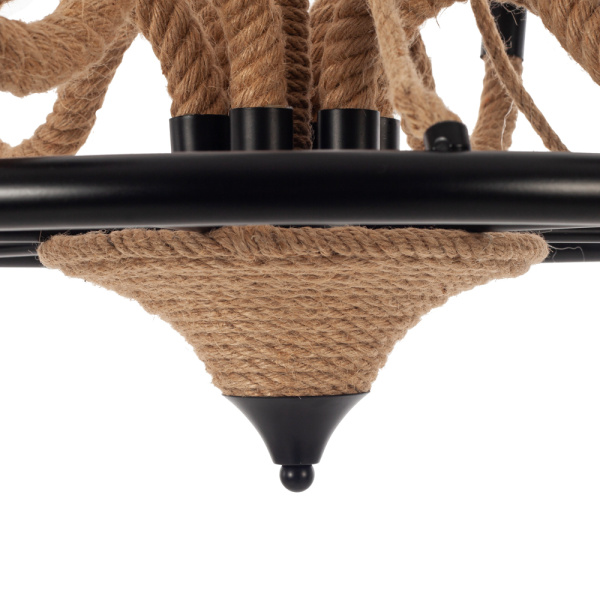 Artekko Hemp Rope Φωτιστικό Οροφής 6φωτο (Ε14) με Μαύρο Μέταλλο/Σχοινί (64x64x60)cm