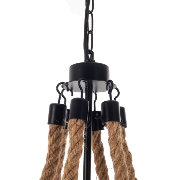 Artekko Hemp Rope Φωτιστικό Οροφής 6φωτο (Ε14) με Μαύρο Μέταλλο/Σχοινί (90x90x80)cm