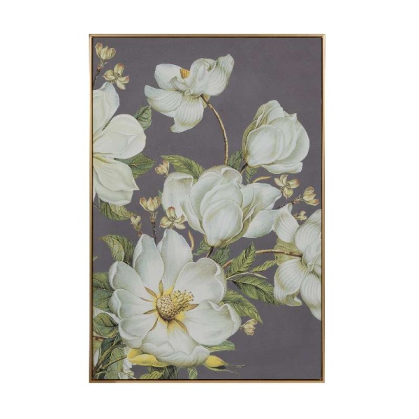 Artekko Flower Πίνακας MDF/Ύφασμα Μπεζ Γκρι/Λευκό (80x3.5x120)cm