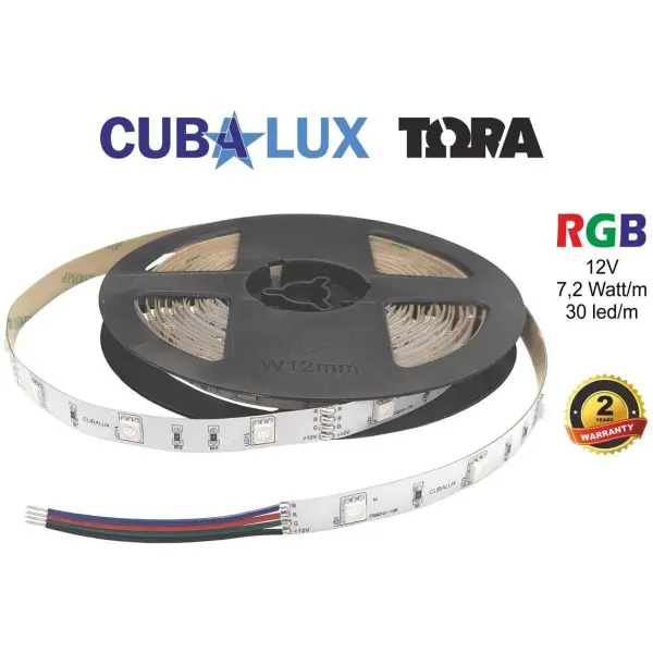 Ταινία led ΤΩRA RGB 7.2 Watt/m 12V 30 led/m 5m